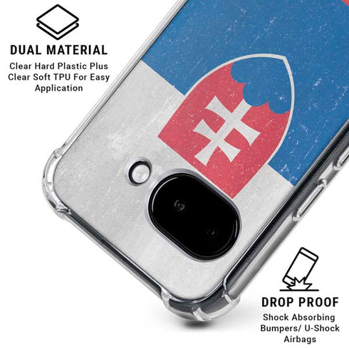 Slovakia Flag Distressed Google Pixel 9a Clear Case